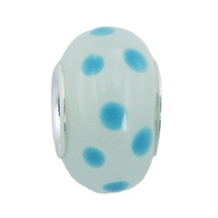 Dainty Milky White Murano Glass Bead Ice Blue Cute Dots by BeYindi