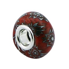 Wild Flowers Red Murano Glass Bead Sterling Silver Core 