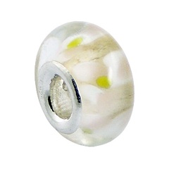 Floral Murano Glass Bead Sterling Silver Core Soft Colors 