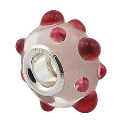 Handmade Pink Semi-Spheres Relief Murano Glass Bead 