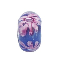 Handmade Vivid Blue Pink Flowers Murano Glass Bead by BeYindi
