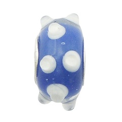 Transparent Murano Glass Bead White Bubbles Relief On Blue by BeYindi