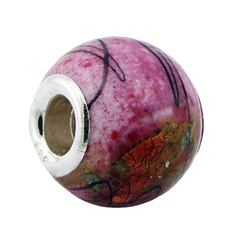 Vibrant Handmade Murano Glass Beads Round Speckled Pink by BeYindi