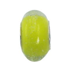 Yellow Transparent Glitter Murano Glass Bead Handmade 