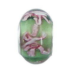 Soft Green Pink Entangled Ribbons Murano Glass Bead by BeYindi