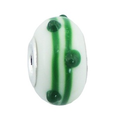 White Bright Green Murano Glass Bead Dots Relief by BeYindi