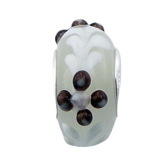 Murano Glass Bead 925 Silver Floral Relief Transparent Bead