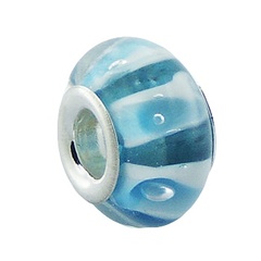 Murano Glass Bead Silver Core Cool Ice-Blue Transparency 