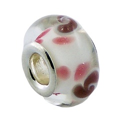 Murano Glass Bead Floating Dotted Hue Of Red Pattern 