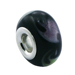 Free Colored Shapes Float In Black Murano Glass Bead 