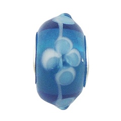 Transparent Blue White Flower Relief Murano Glass Bead by BeYindi