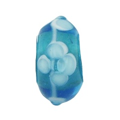 Enchanting Blue Floral Murano Glass Bead Dotted Relief