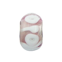 Soft Pink Transparent Murano Glass Bead White Pattern