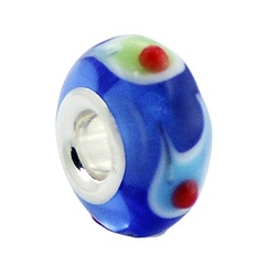 Eye-Catching Red Dots On Fresh Blue Murano Glass Bead 