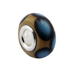Blue To Black Gradient Ovals In Beige Murano Glass Bead 