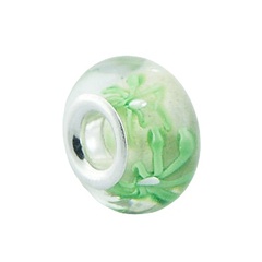 Transparent Murano Glass Bead With Soft Shaded Flowers 