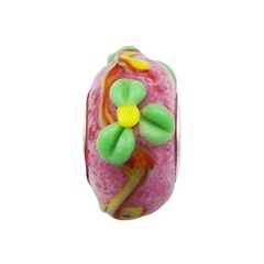 Cotton Candy Murano Glass Bead With Flowers Relief by BeYindi