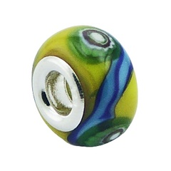Multicolored Trendy Murano Glass Bead Sterling Silver Core 