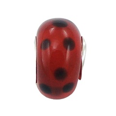 Flamboyant Red Murano Glass Bead Sterling Silver Core 
