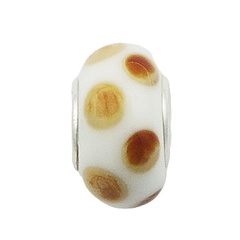 Murano Glass Bead Nature Colored Ovals On White Core by BeYindi