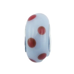 Soft-Blue Murano Glass Bead Red Dots Sterling Silver Core