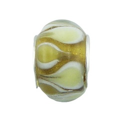 Gorgeous Yellow Hue Lotus Flower Murano Glass Bead
