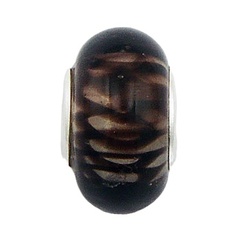 Dark Brown Looping Glass Threads Murano Glass Bead