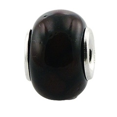 Versatile Black Murano Glass Rondell Bead with Red Dots by BeYindi