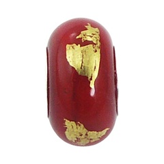 Aubergine Murano Glass Bead With Gold Leaf Layers