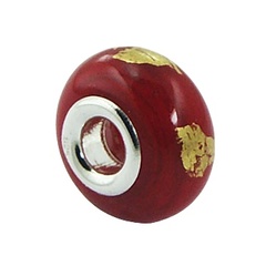 Aubergine Murano Glass Bead With Gold Leaf Layers 