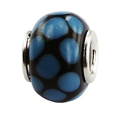 Melting Blue Dots On Black Murano Glass Bead by BeYindi