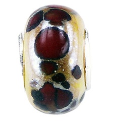Stunning Gold Leaf Murano Glass Bead Silver Dashes