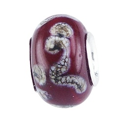 Sophisticated Marbled Red-Wine Colored Murano Glass Bead by BeYindi