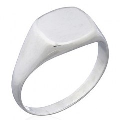 Smooth Corners Rounded Rectangle Plain Silver Rings