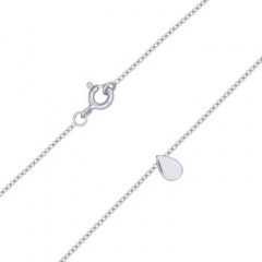 Tear Drop Silver Plain Cable Chain Necklace