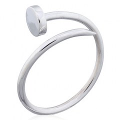 925 Silver Nail Ring With Round Pin Adjust