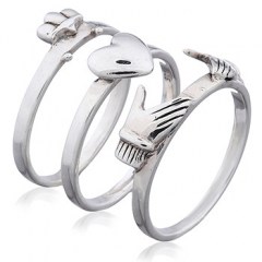 Detachable Three-Piece Silver Claddagh Ring by BeYindi 
