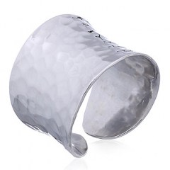 Hammered Open Cylinder 925 Silver Cuff Ring by BeYindi