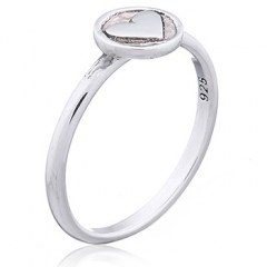 Half Round Silver Ring with Heart Disc