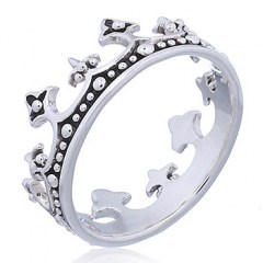 Antiqued 925 Silver Queen Crown Ring