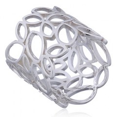 Wide Band Openwork Silver Ring Pointed Ovals by BeYindi