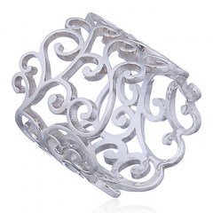 Wide Band Openwork Silver Ring with Curls by BeYindi