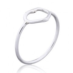 Rounded Open Heart 925 Sterling Silver Ring