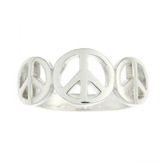 925 Sterling Silver Triple Peace Symbol Ring by BeYindi 2