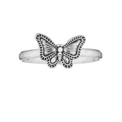 925 Sterling Silver Ring Tiny Stamped Butterfly by BeYindi 