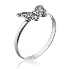 925 Sterling Silver Ring Tiny Stamped Butterfly