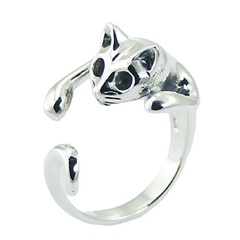 Polished Sterling Silver 925 Cat Ring Cute Kitten