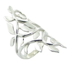 Casted Sterling Silver Leaf Spiral Ring