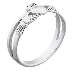 Double Band Casted Polished Sterling Silver Claddagh Ring by BeYindi