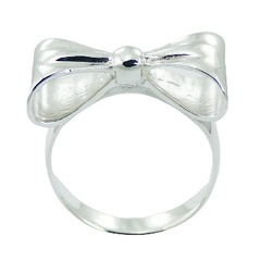 Cute Polished 925 Sterling Silver Ribbon Bow Ring by BeYindi 